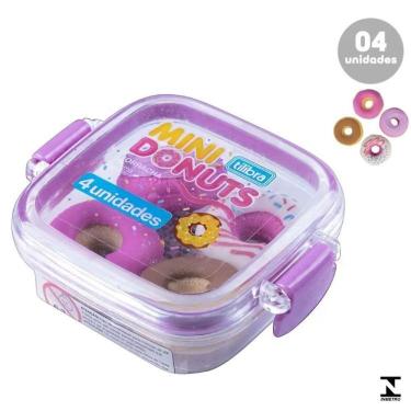 Imagem de Mini Borrachas Tilibra Donuts Macias de Alta Qualidade com Peças Que Se Encaixam Pote com 4 Unidades
