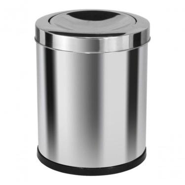 Imagem de Lixeira com Tampa Meia Esfera 30L em Aço Inox Abertura Basculante com Bandeja Interna Inox