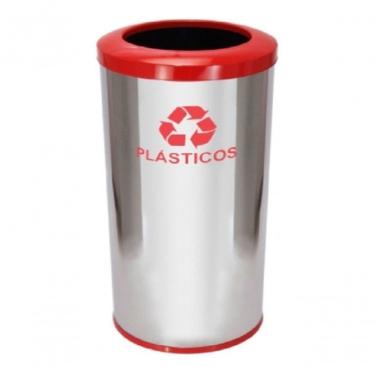 Imagem de Lixeira em Aço Inox com Aro Pintado 50l Abertura Superior Bandeja Interna Inox Higipack