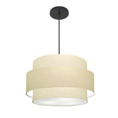 Imagem de Lustre para Sala de Jantar MD-4396 com Cúpula em Tecido Cilíndrica Grande Algodão-crú P...