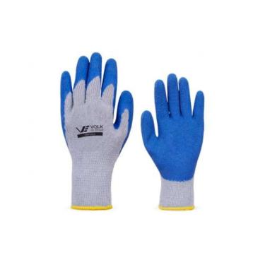 Imagem de Luva de Segurança em Algodão com Látex Azul Nº8 para Proteção Contra Agentes Mecânicos com Palma Antiderrapante Azul