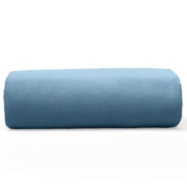 Imagem de Lençol Avulso Basic Casal 100% Algodão em Malha Penteada com Elástico Azul Liso
