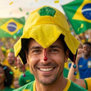 Imagem de Chapéu Bobo da Corte Bola de Futebol com Guizos Coloridos Brasil Cor:Ú