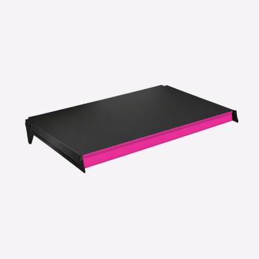 Imagem de Bandeja Prateleira 40x91 Para Gôndolas New Plus Preta Com Porta Etiquetas Rosa - SA Gôndolas