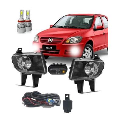 Imagem de Kit Farol Neblina Milha Celta Prisma 2007 2008 2009 2010 2011 Botão Pa