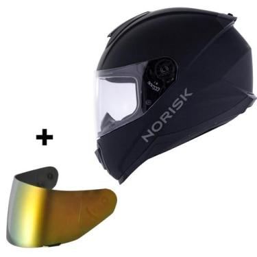 Imagem de Capacete Norisk Razor Monocolor Preto Fosco +Viseira Dourada, 60
