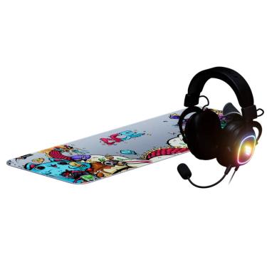Imagem de Kit Gamer Fallen Essencial Mousepad Ace Estendido E Headset Morcego Eco Rgb