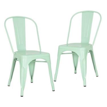 Imagem de Laraz Home Decor, Kit 2 Cadeiras Iron Tolix - Verde Claro.