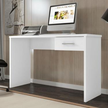 Imagem de Escrivaninha Retangular Palma com Gaveta Organizadora em MDP 127cm Branco Tx para Quart...
