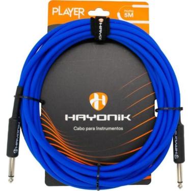 Imagem de Cabo para Instrumento Player P10 X P10 5m Azul com Conectores Niquelados e Revestimento PVC Hayonik