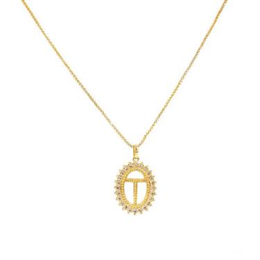 Imagem de Colar Letra Strass Banhado a Ouro Hipoalérgico - Cassie Semijoias, Let