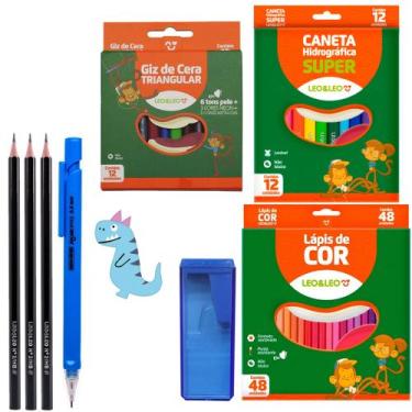 Imagem de Material Escolar Lapis De Cor 48 Cores + Canetinha + Borracha + Aponta