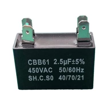 Imagem de 1x Capacitor Partida 2,5uf/450v Faston 37x15x25mm Cbb61