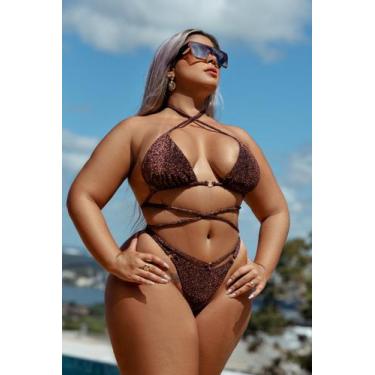 Imagem de Biquini iza Plus size micro biquini de lurex com amarrações - Garota v