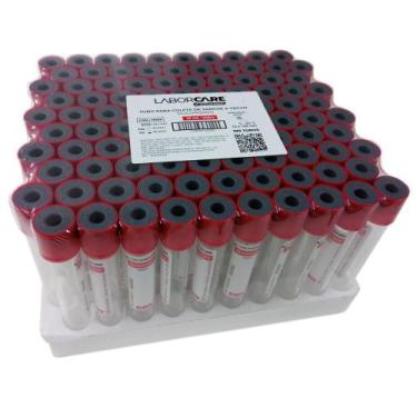 Imagem de Tubo a Vácuo Vidro Vermelho Seco Siliconizado 10 ml (LABOR) - Rack com