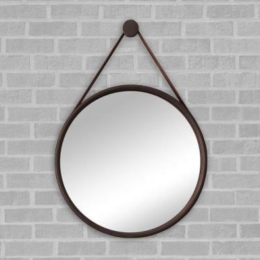 Imagem de Espelho Redondo Decorativo Adnet 60cm Moldura Alumínio Marrom Café Com