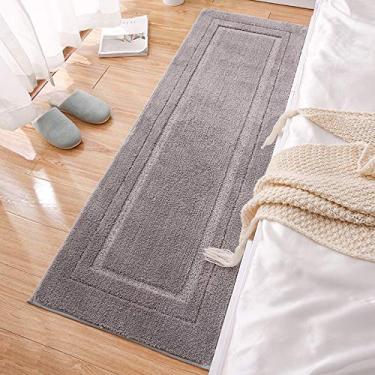 Imagem de Tapete de área para quarto, macio, lavável, antiderrapante, para sala de estudo, varanda, quarto das crianças, cozinha, banheiro, padrão de moldura, cinza claro, 4060 cm