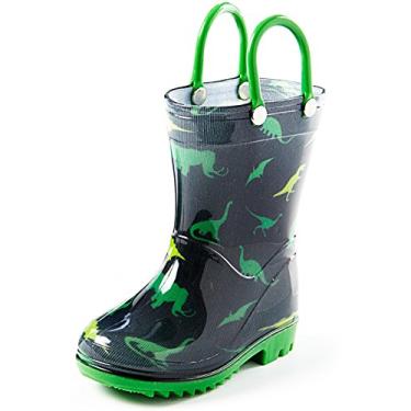 Imagem de Botas de chuva infantis e infantis com alças fáceis de colocar - cores e designs para meninos e meninas - por Puddle Play, Dinossauros para Meninos, 10 Toddler
