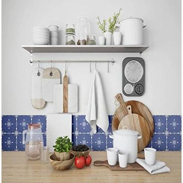 Imagem de Papel De Parede Adesivo Azulejo Arabesco Tons de Azul 2,80m