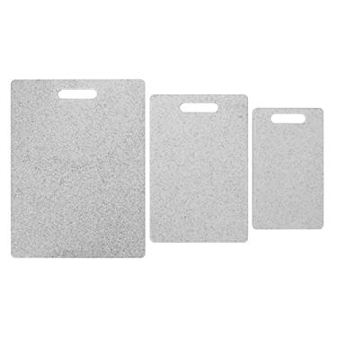 Imagem de Kit de tábua de cortar, tábua de cortar de plástico Acessório de cozinha 3 unidades Imitação de mármore padrão não tóxico para casa para(Tábua de corte de pedra de imitação branca)