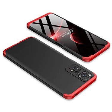 Imagem de Capa Capinha 360 Para Redmi Note 11 e Note 11s Tela 6.43 Case Fosca Anti Impacto (Preta com vermelho)