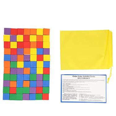 Imagem de Cubos de cor de madeira, cubos de centímetro colorido de armazenamento fácil para ensinar a contagem