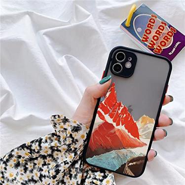 Imagem de Capa de telefone de cenário de montanha de arte estética pintada à mão para iphone X XR XS MAX 7 8 Plus SE 2020 11 12 13 Pro Max Capa, preta SJFJ 6, para iPhone 13 Mini
