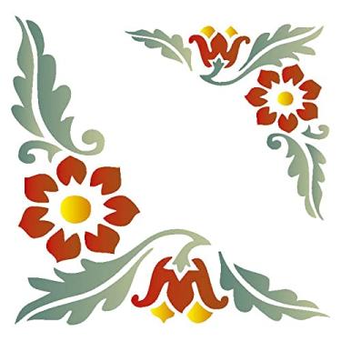 Imagem de Stencil de Acetato para Pintura OPA 14 x 14 cm - 981 Cantoneira Flor