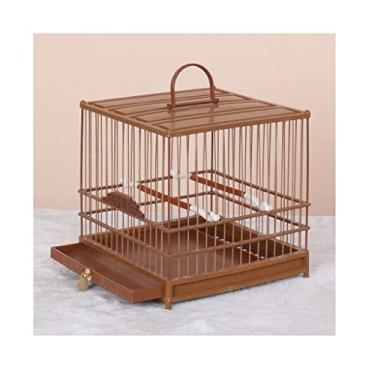 Imagem de KIZQYN Gaiolas de pássaro plástico gaiola de pássaro quadrada de plástico gaiola de pássaro ouro seda pérola gaiola de pássaro pequena gaiola de papagaio portátil gaiola de voo (cor: b)