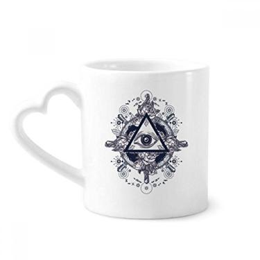 Imagem de Caneca com estampa de arte em triângulo de flor de café cerâmica copo de coração de vidro