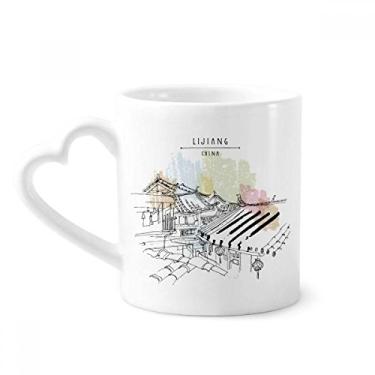 Imagem de Caneca Vida Casual em Lijiang da China Café Cerâmica Copos Copo de Coração de Vidro
