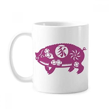 Imagem de Ano de porco animal China zodíaco caneca cerâmica café porcelana xícara louça