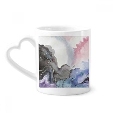 Imagem de Caneca de sombreamento abstrato de tinta aquarela café cerâmica copo de coração de vidro