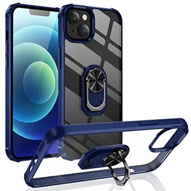 Imagem de Fino e transparente para iPhone 14 caso de anel de acrílico, para iPhone 14 (6.1), azul