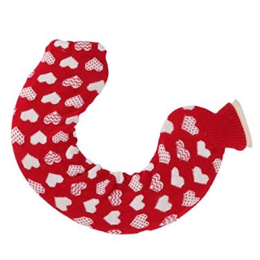 Imagem de Bolsa de Aquecimento Em Forma de U, Bolsa Mais Quente de Ombro Em Forma de U Injeção de áGua Lã de Borracha 1L para Aliviar o Desconforto (Coração branco de fundo vermelho)