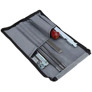 Imagem de Kit de lixas de corrente de serra, aço de tamanho compacto + madeira com medidor de profundidade, conjunto portátil para lixar motosserras para afiar motosserras