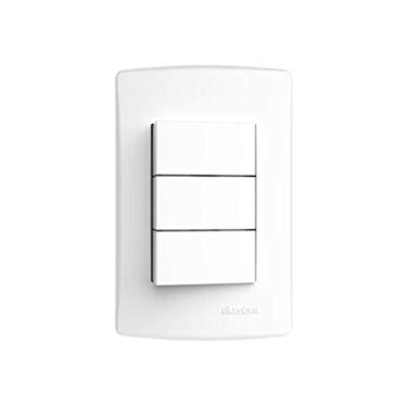 Imagem de Conjunto 3 Interruptores Simples 2P+T com Placa 4X2, Alumbra, Bianco Pro 85127, Branco