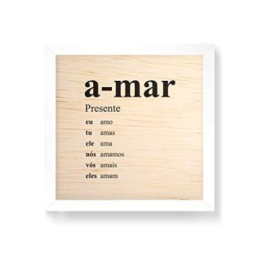 Imagem de Arte Maníacos Quadro decorativo com moldura caixa branca em Madeira - A-mar - 30x30cm