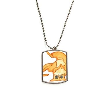 Imagem de DIYthinker Miaoji Colar com pingente de corrente de aço inoxidável com pintura de gato laranja para animais de estimação