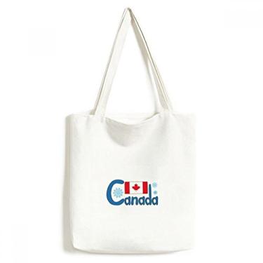 Imagem de Bolsa de lona com estampa azul da bandeira nacional do Canadá, bolsa de compras casual