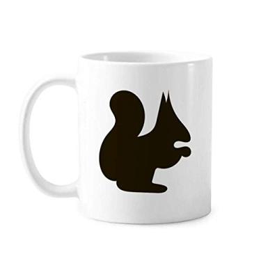 Imagem de Caneca preta de esquilo animal retrato cerâmica xícara de porcelana café louça