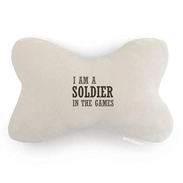 Imagem de DIYthinker Almofada para apoio de cabeça I Am A Soldier in The Games com acabamento de carro, almofada para decoração de pescoço