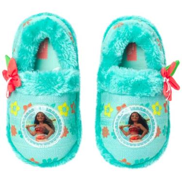 Imagem de Disney Pantufas Moana para meninas – Pantufas felpudas de pelúcia Princesa Moana (Bebê/Menina pequena), Moana, azul-piscina, 11-12 Little Kid