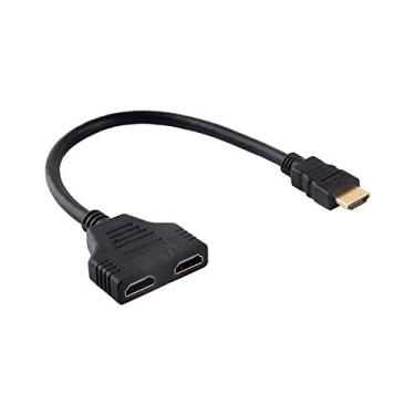 Imagem de Divisor 2 em 1 saída de comutação automática dupla VGA preto 1080p macho para fêmea dupla 1 a 2 vias cabo adaptador divisor para TV HD