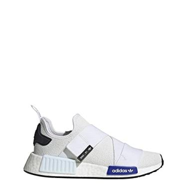 Imagem de adidas Tênis feminino sem cadarço NMD R1, Branco/azul claro/preto, 36