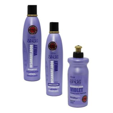 Imagem de Kit Shampoo Condicionador Creme Pentear Desamarelador Violet - Salon O