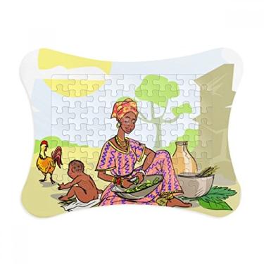 Imagem de Black Women Child Totems African Aborígene Moldura de quebra-cabeça Decoração de imagem Enfeite de jogo de quebra-cabeça