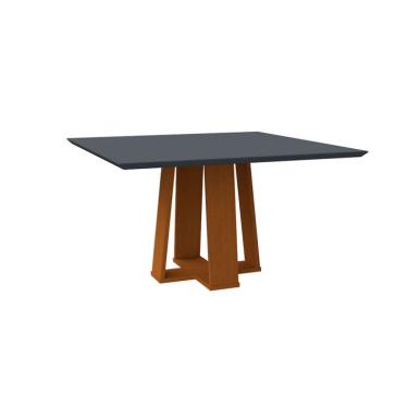 Imagem de Mesa de Jantar Quadrada com Tampo de Vidro Valencia Cinza e Ype 135 cm