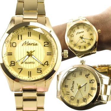 Imagem de Relogio feminino dourado aço analógico