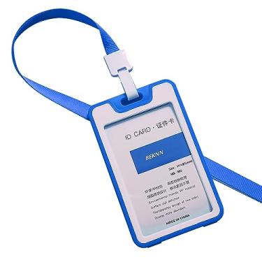 Imagem de Porta-crachá de cartão de identificação capa de PVC de plástico transparente resistente com cordão para escritórios, funcionários